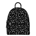 Black And White Halloween Bat Print Leather Backpack