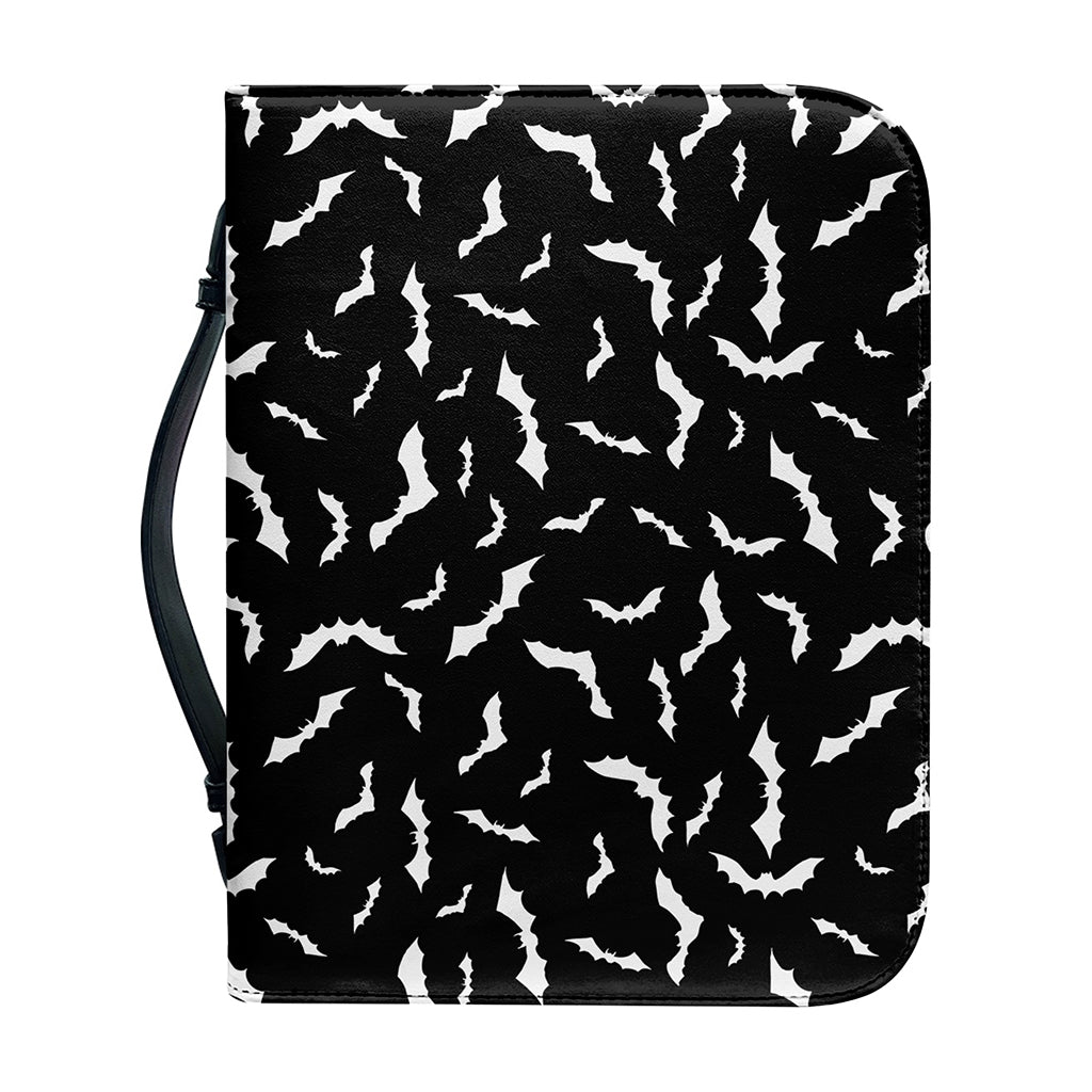 Black And White Halloween Bat Print Leather Bible Cover