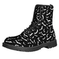 Black And White Halloween Bat Print Lace-Up Boots