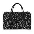 Black And White Halloween Bat Print Leather Duffel Bag