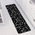 Black And White Halloween Bat Print Long Kitchen Mat