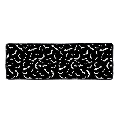 Black And White Halloween Bat Print Long Kitchen Mat