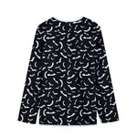 Black And White Halloween Bat Print Long Sleeve Short Coat
