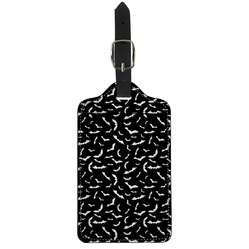 Black And White Halloween Bat Print Luggage Tag