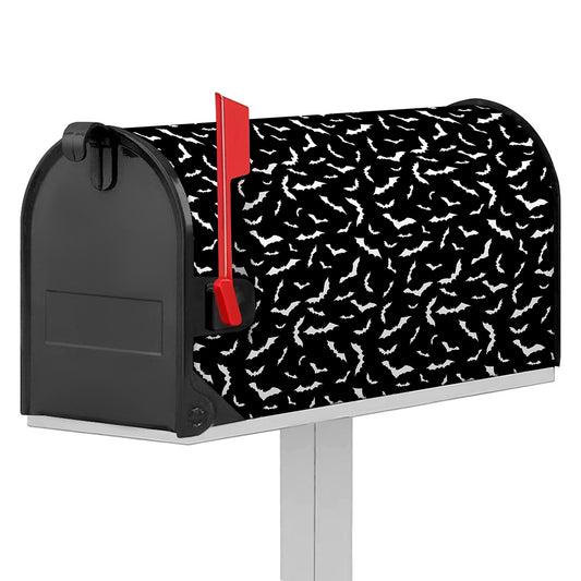Black And White Halloween Bat Print Mailbox Cover