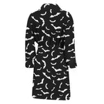 Black And White Halloween Bat Print Men's Bathrobe