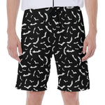 Black And White Halloween Bat Print Men's Beach Shorts
