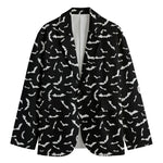 Black And White Halloween Bat Print Men's Blazer