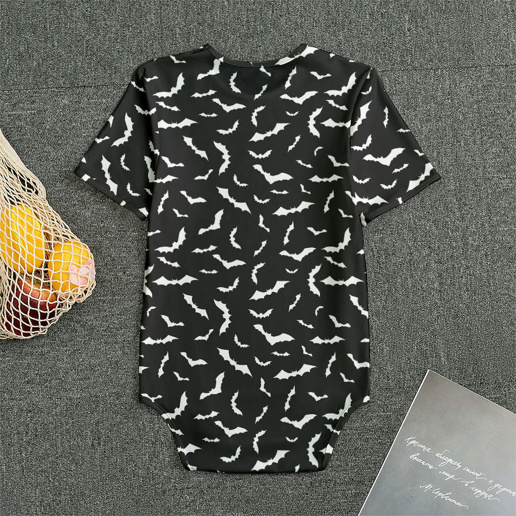 Black And White Halloween Bat Print Men's Bodysuit