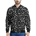 Black And White Halloween Bat Print Men's Bomber Jacket