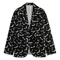 Black And White Halloween Bat Print Men's Cotton Blazer