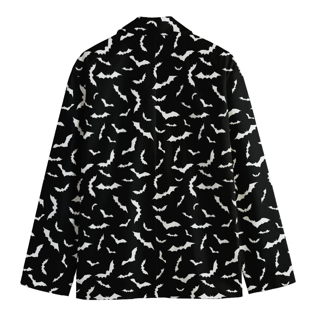 Black And White Halloween Bat Print Men's Cotton Blazer
