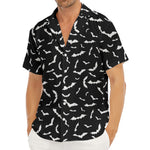 Black And White Halloween Bat Print Men's Deep V-Neck Shirt