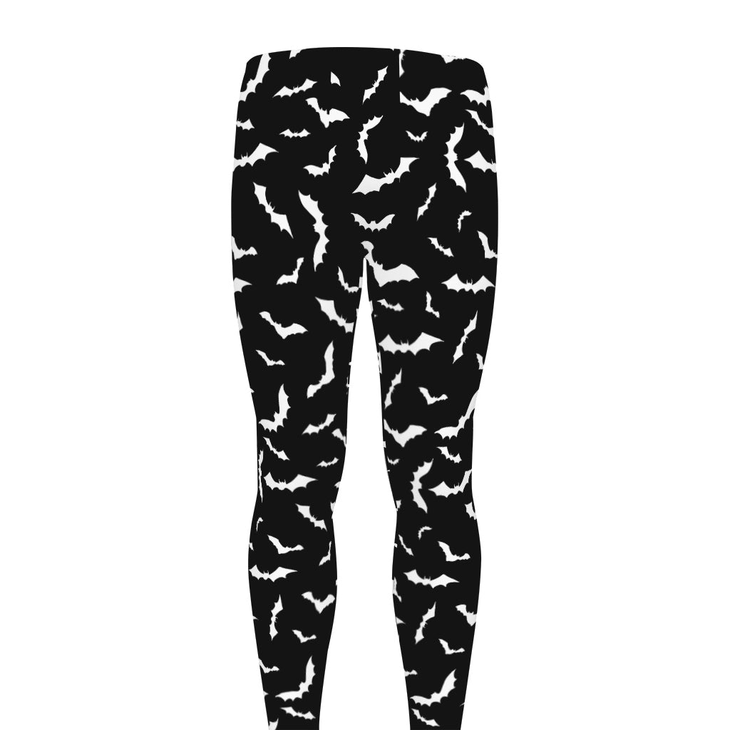 Black And White Halloween Bat Print Men's leggings