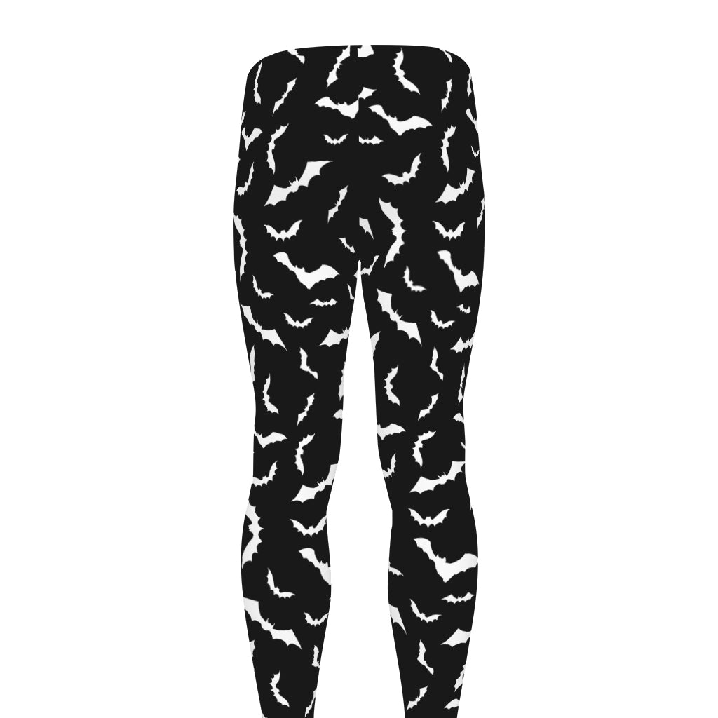 Black And White Halloween Bat Print Men's leggings