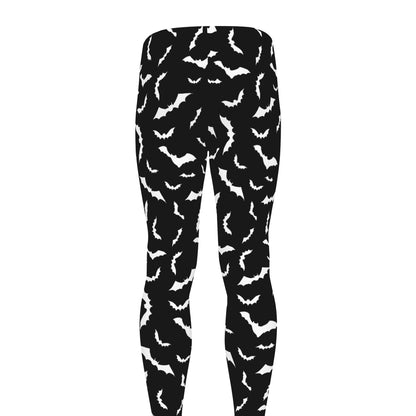 Black And White Halloween Bat Print Men's leggings