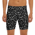 Black And White Halloween Bat Print Men's Long Boxer Briefs