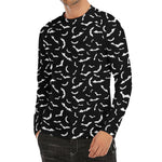 Black And White Halloween Bat Print Men's Long Sleeve Rash Guard