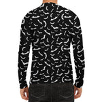 Black And White Halloween Bat Print Men's Long Sleeve Rash Guard