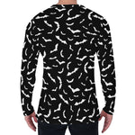 Black And White Halloween Bat Print Men's Long Sleeve T-Shirt