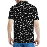 Black And White Halloween Bat Print Men's Polo Shirt