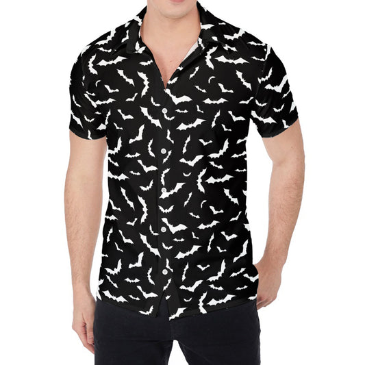 Black And White Halloween Bat Print Men's Shirt