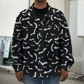 Black And White Halloween Bat Print Men's Shirt Jacket