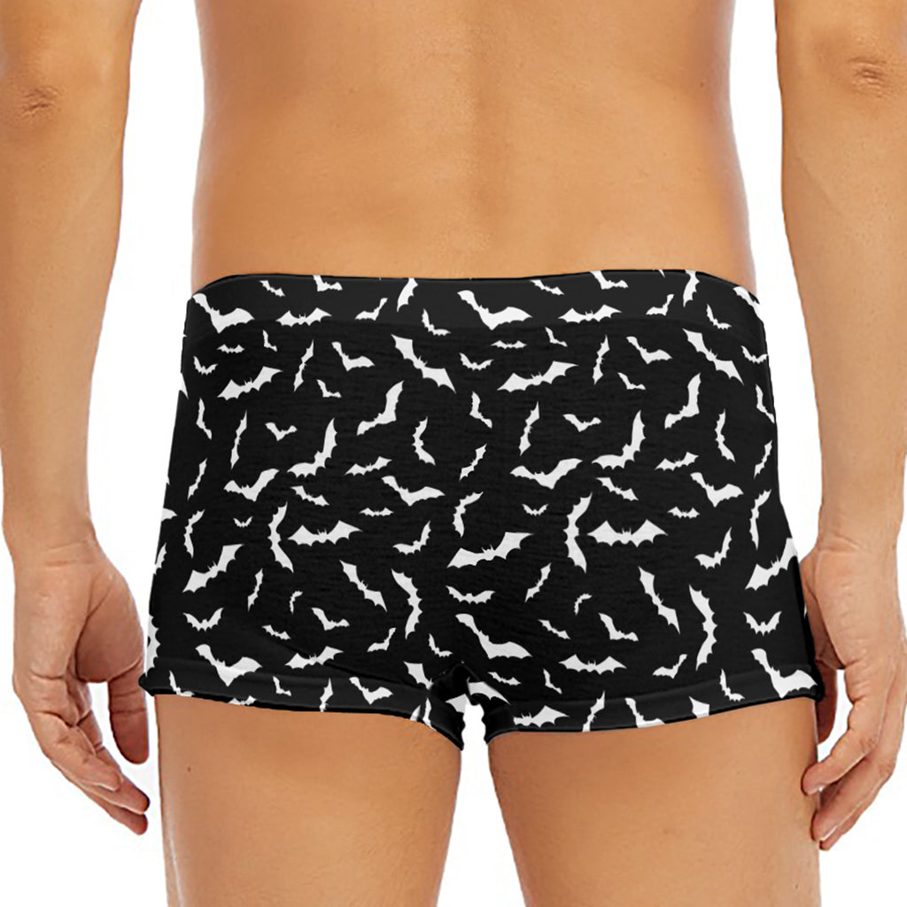 Black And White Halloween Bat Print Men's Short Boxer Briefs