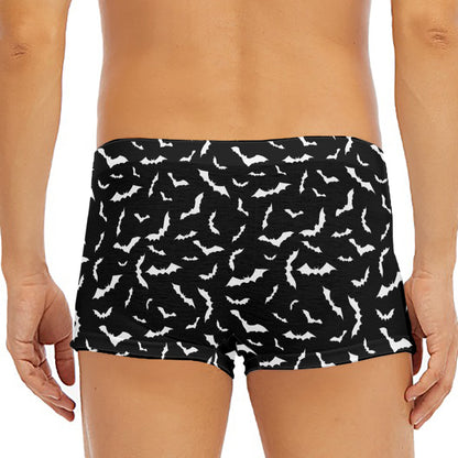Black And White Halloween Bat Print Men's Short Boxer Briefs