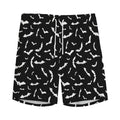 Black And White Halloween Bat Print Men's Athletic Shorts