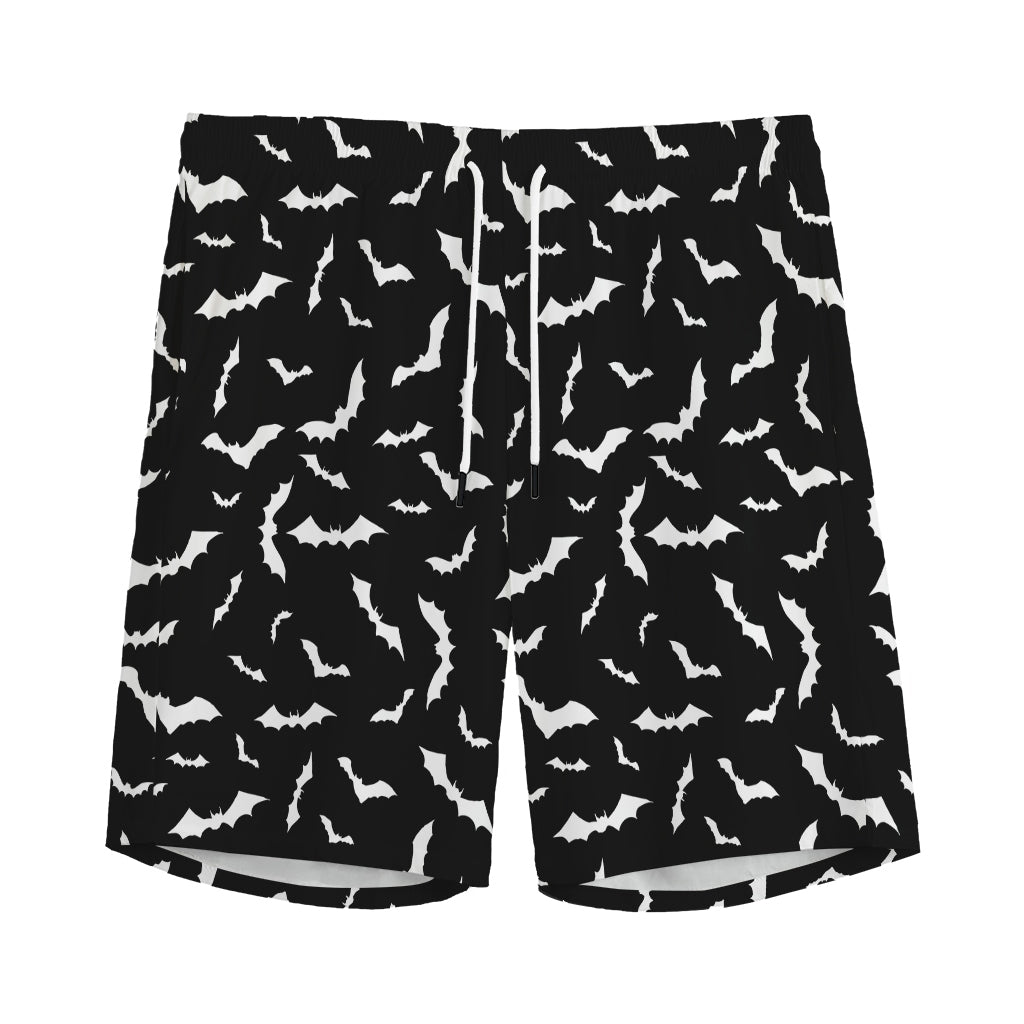 Black And White Halloween Bat Print Men's Sports Shorts