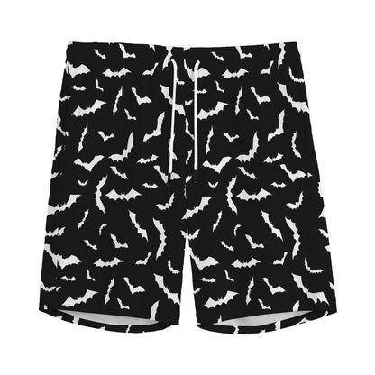 Black And White Halloween Bat Print Men's Sports Shorts