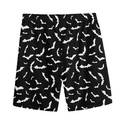 Black And White Halloween Bat Print Men's Sports Shorts