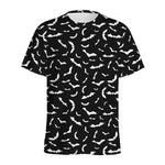 Black And White Halloween Bat Print Men's Sports T-Shirt