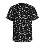 Black And White Halloween Bat Print Men's Sports T-Shirt