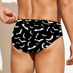 Black And White Halloween Bat Print Men's Swim Briefs