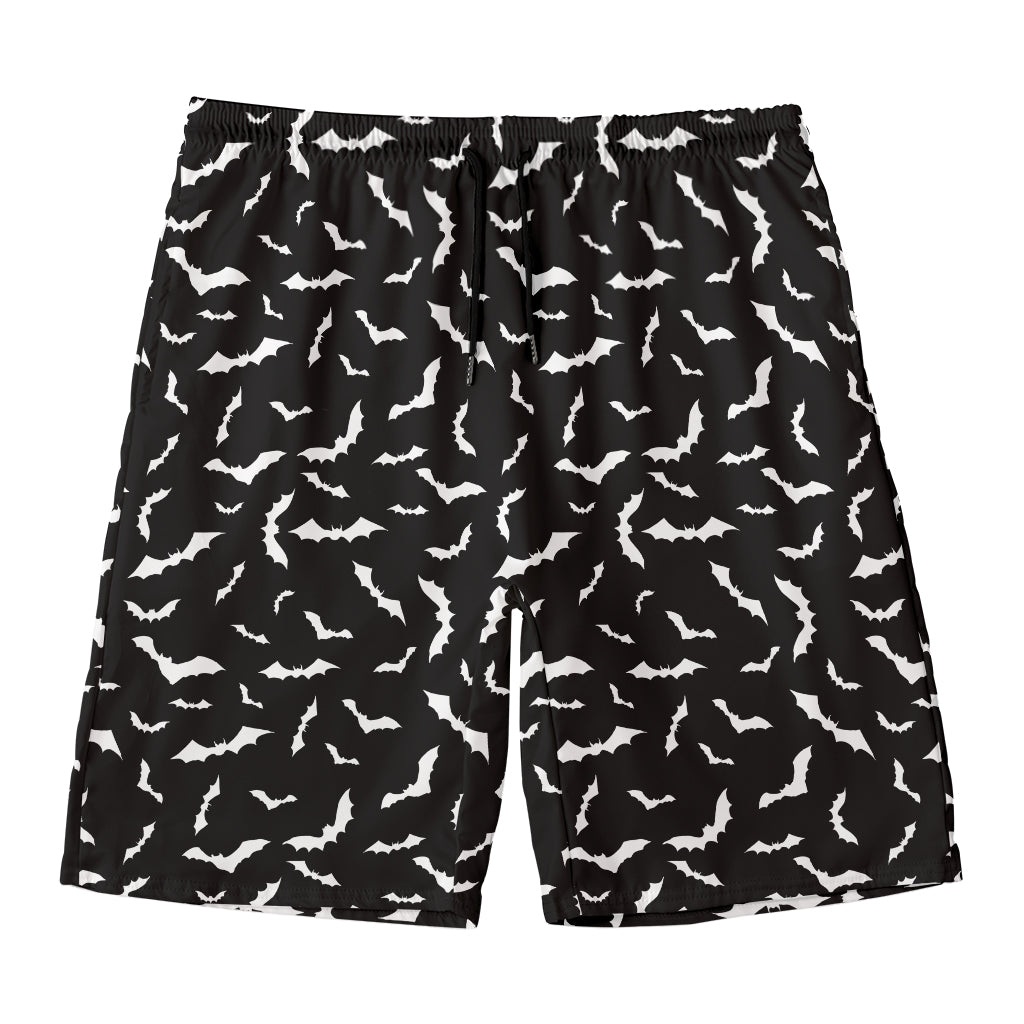 Black And White Halloween Bat Print Men's Swim Trunks