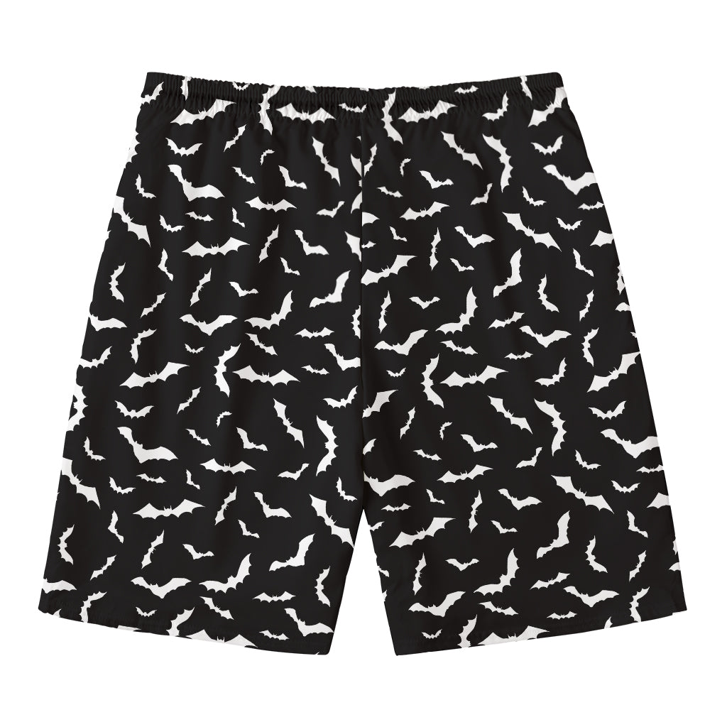 Black And White Halloween Bat Print Men's Swim Trunks