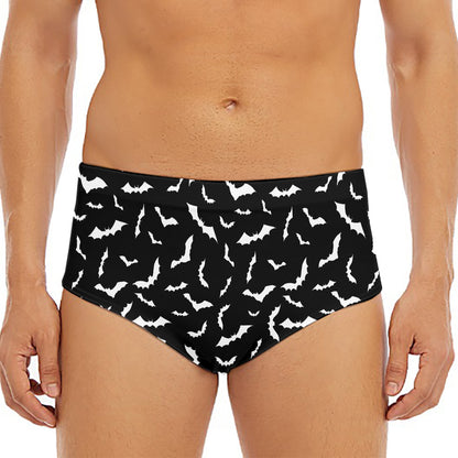 Black And White Halloween Bat Print Men's Triangle Swim Briefs