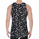 Black And White Halloween Bat Print Men's Velvet Tank Top
