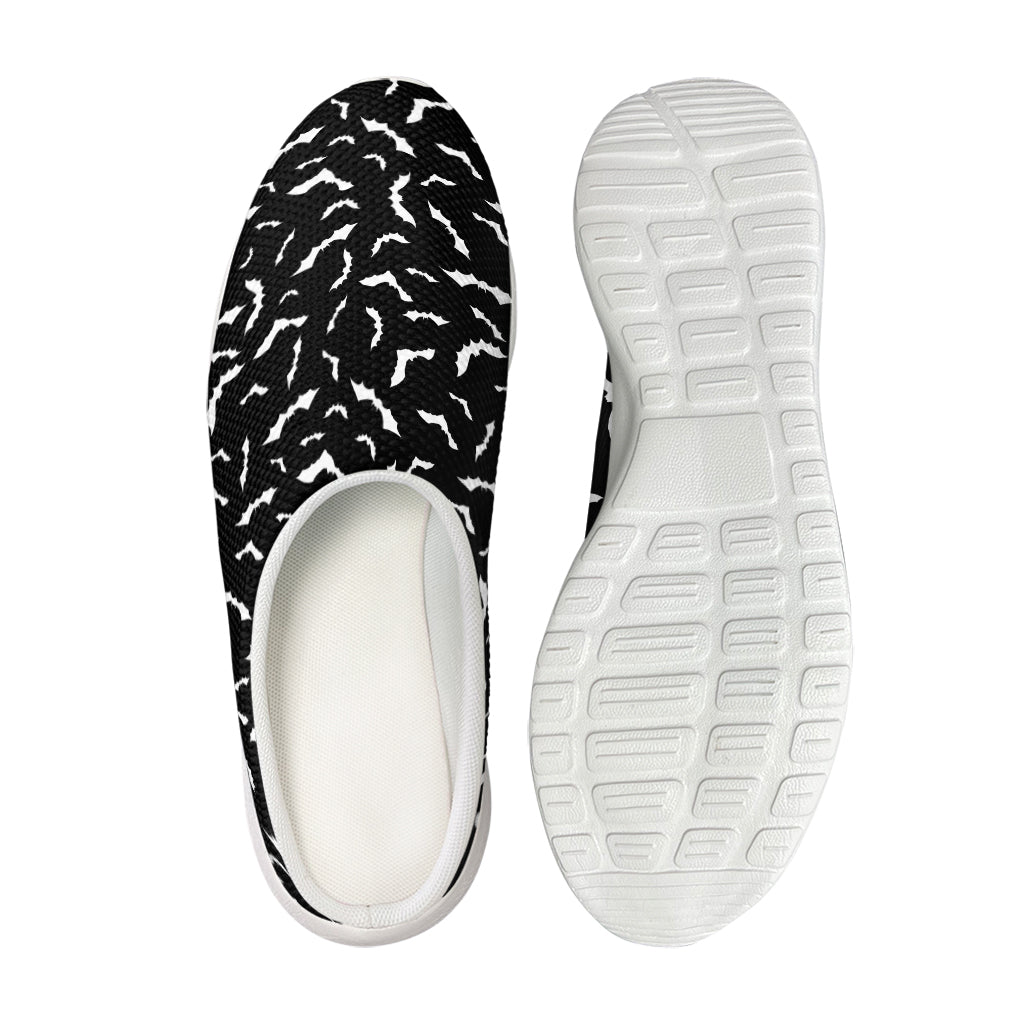 Black And White Halloween Bat Print Mesh Casual Shoes