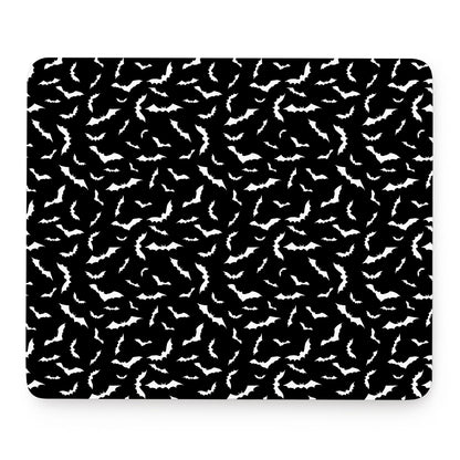 Black And White Halloween Bat Print Mouse Pad