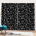 Black And White Halloween Bat Print Pencil Pleat Curtains