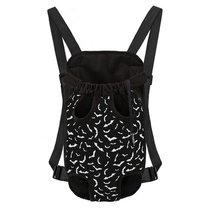 Black And White Halloween Bat Print Pet Carrier Backpack
