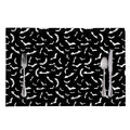 Black And White Halloween Bat Print Placemat