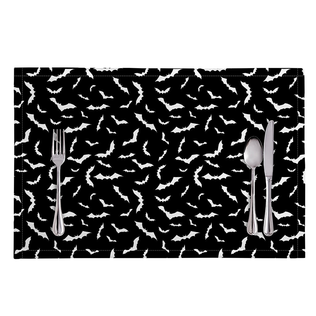 Black And White Halloween Bat Print Placemat