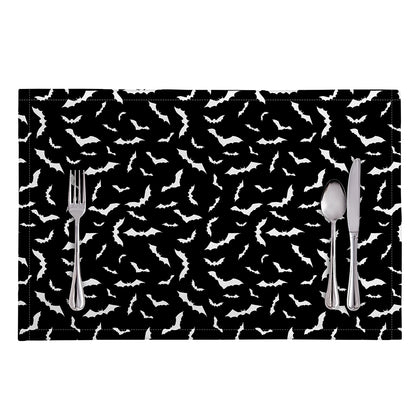 Black And White Halloween Bat Print Placemat