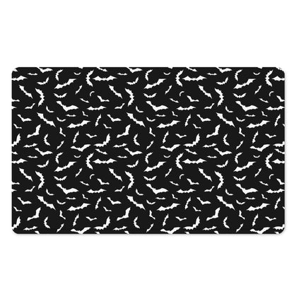 Black And White Halloween Bat Print Polyester Doormat