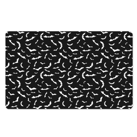 Black And White Halloween Bat Print Polyester Doormat