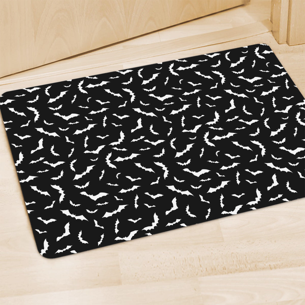 Black And White Halloween Bat Print Polyester Doormat